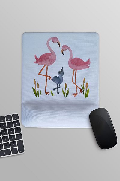 qoeuyl boutique Flamingo Garden Printed Rectangular Mousepad with Wrist Support