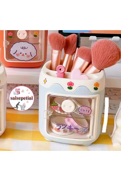 Salsepetial Cutie de creion drăguță Kawaii Suport pentru stilou de birou Cutie de creion Kawaii cu capac Organizator de masă