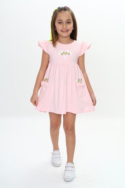 Toontoy Girl's Floral Printed Dress with Pockets