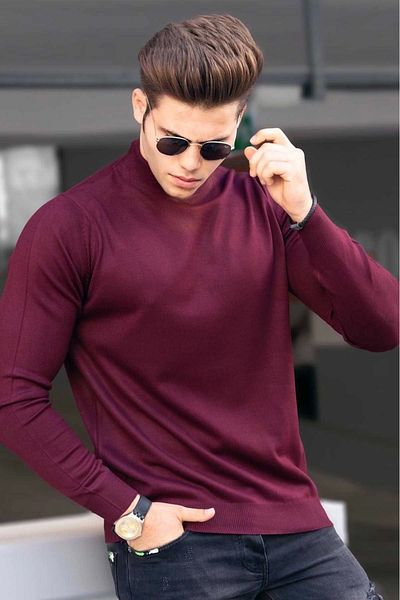 daniel milano Half Turtleneck Men's Burgundy Knitwear Sweater