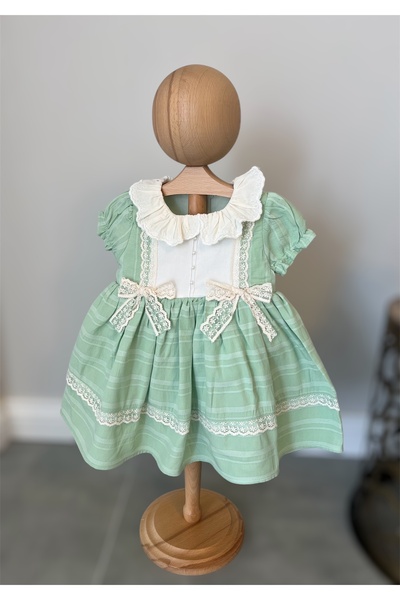 Cumino Yeşil Bebek Elbisesi|Bayram Bebek Elbisesi| Günlük Bebek Elbisesi|İlk ...
