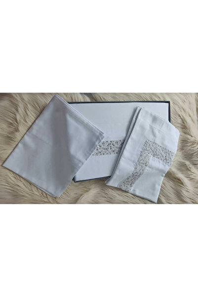 Özdilek Jasmine Beige Double Embroidered Cotton Satin 4-Pillow Duvet Cover Set