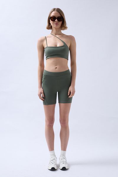 Black Fashion Pocket Detail Biker Khaki Shorts