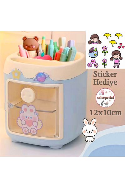 Salsepetial Cutie de creion drăguță Kawaii Suport pentru stilou de birou Cutie de creion Kawaii cu capac Organizator de masă