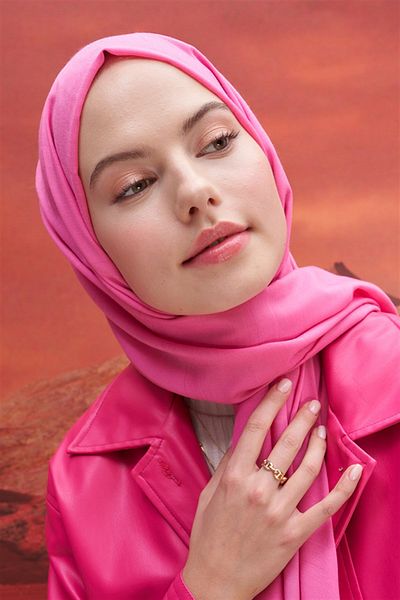 carell Square Pattern Modal Jacquard Shawl Dark Pink