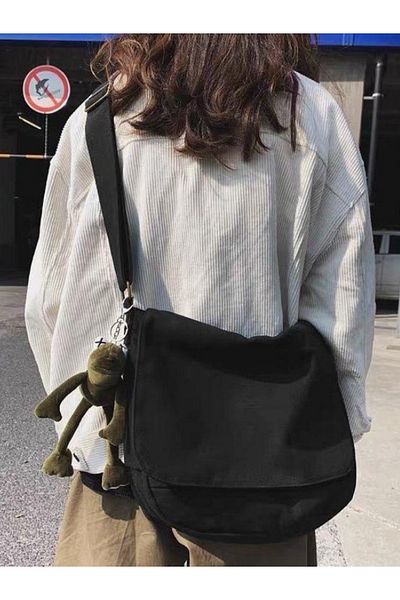 MODA Geantă neagră unisex Messenger