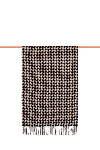 Bursa İpek Cream Houndstooth Pattern Winter Shawl