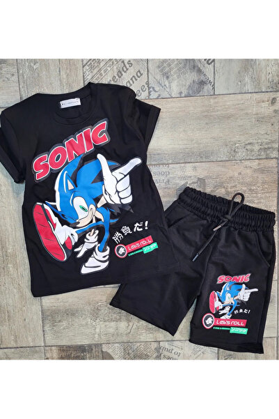 AEMİ Dečije Sonic Štampano šortsevi T-shirt Gornji i donji deo 100% pamuk