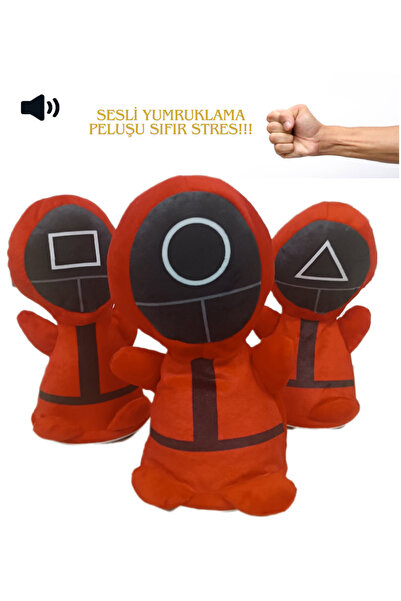 LRS STORE Squid Game Asker Pilli Sesli Peluş Oyuncak Stres Peluşu Boks Stres ...