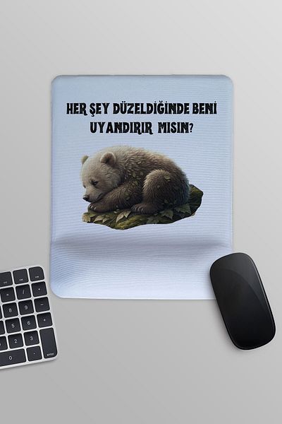 qoeuyl boutique Ξυπνήστε με όταν τα πάντα πάνε καλά Εκτυπωμένο ορθογώνιο ποντίκι με υποστήριξη καρπού