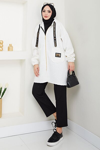 hafsamina Παλτό Boucle μεγάλου μεγέθους - Λευκό - HM2657