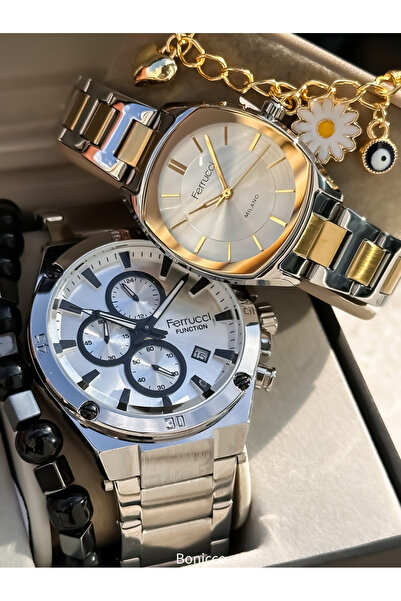 Ferrucci MARKA ÇELİK KORDON SEVGİLİ ÇİFT KOL SAATLERİ BİLEKLİK HEDİYELİ