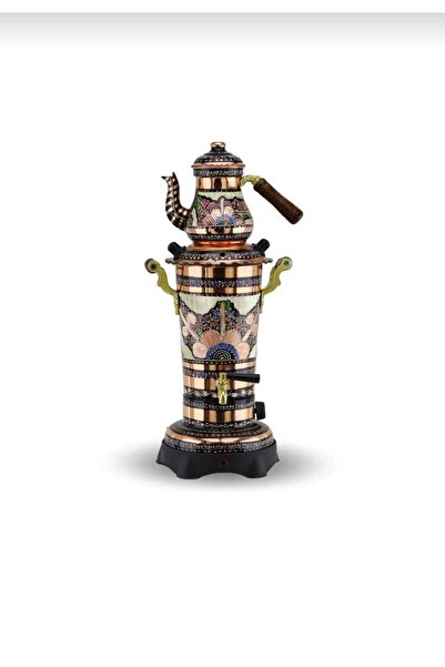 Adya Market Erzincan El İşleme Gül Çiçek Desen Bakır Semaver