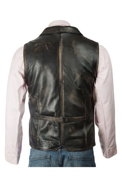 NYC GİYİM TEKSTİL Prof Model Antique Collar Vest Genuine Lambskin Adjustable Back Buckle
