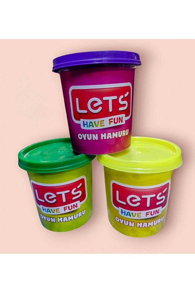 Lets Neon Play Dough Set of 3 3X150 Gr. Neon Purple Neon Green Neon Yellow