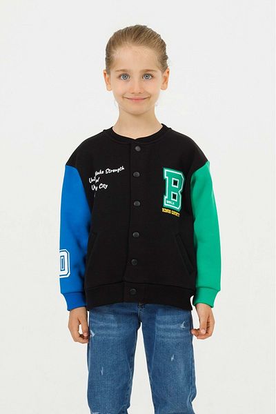 Hopi Kids Boy's Green College Cardigan - Crew Neck, μπροστινό κουμπί, τσέπες με ράχη - 8-9 ετών