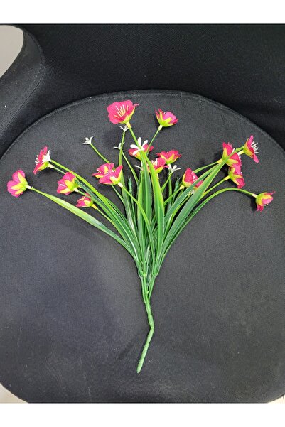 esdekor 32 سم زهرة صناعية وردي غامق أخضر أبيض نابض بالحياة 1 قطعة