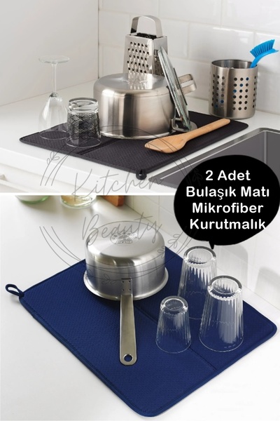 Kitchen Beauty 2 Adet Bulaşık Matı Süper Emici Bulaşık Kurutma Örtüsü 45x36cm...