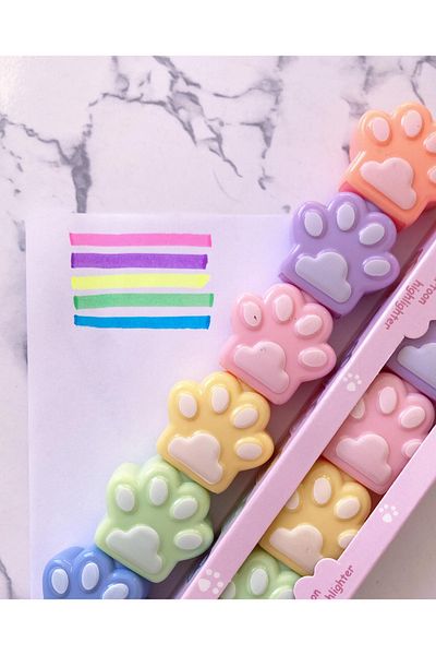 NaSaDAN 5 Color Cute Paw Highlighter Set
