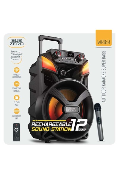 Subzero Profosyonel Işıklı Kablosuz Mikrofonlu Müzik Kutusu