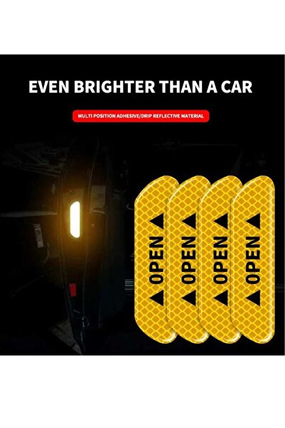 Yıldız İzi Sarı Araç Açık Kapı Uyarı Reflektörü 4 Parça Uyarı ikaz Stickeri