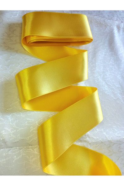 yörük tuhafiye 6 cm Wide Yellow Satin Ribbon - 10 Meters One Ball Set