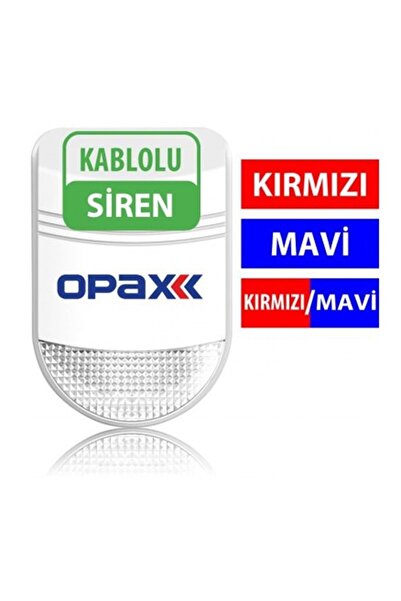 OPAX Bgr-10 Kablolu 48 Led Kırmızı / Mavi / Kırmızı Mavi Işıklı Harici Alarm Sireni