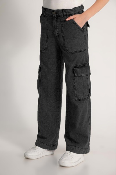 wakawakakidsstore Pantaloni cargo pentru fete cu buzunare cargo, talie reglabilă