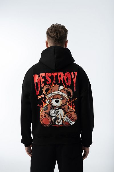 Nhara Unisex Destroy Oversize Black Sweatshirt