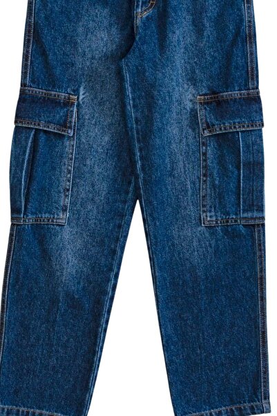 Genel Markalar Kargo Cepli Bagi Model Kot Pantolon - Lacivert - 12-13 Yaş