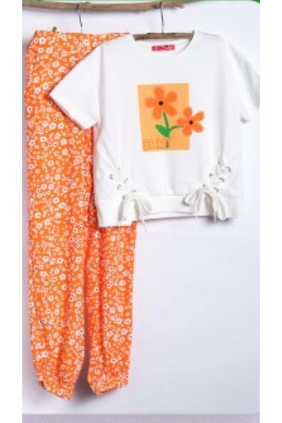wakawakakidsstore Set pentru fetiță cu șaluri imprimate - portocaliu