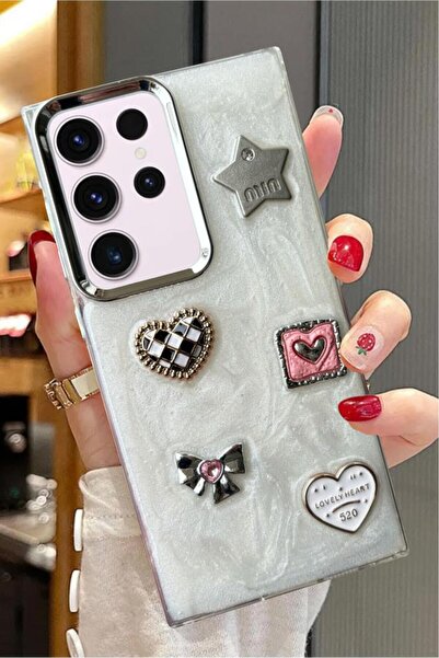 3GEN CASE Samsung Galaxy S24 Ultra Uyumlu 3D Taş Kurdele Kelebek Kalp Glitter...