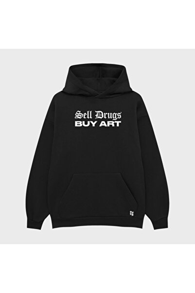 TRAGEDY Unisex Sell Drug Buy Art Printed 3 Thread Raised Oversized Hoodie Swe...