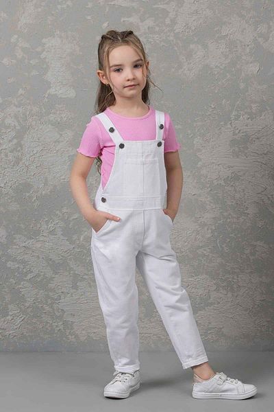 Hopi Kids Pocket Detailed Wide Leg 100% Cotton Girl's Jumpsuit
