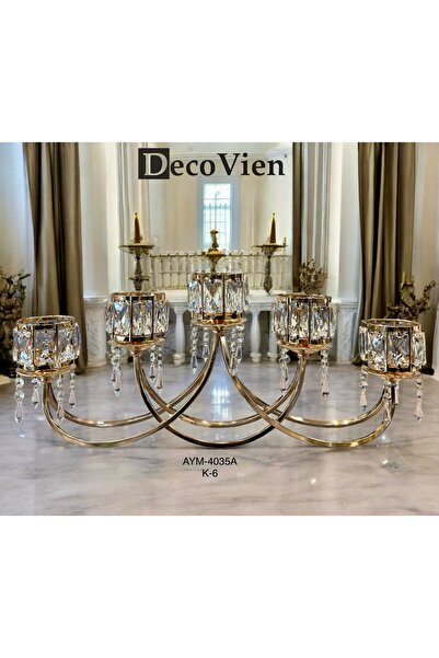 LOKMAN ZÜCCACİYE 5 KOLLU BÜYÜK KRİSTAL TAŞLI ŞAMDAN & DEKORATİF OBJE (AYM405A)