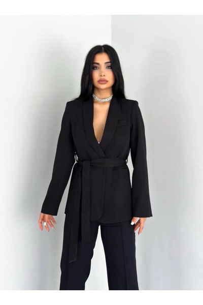 Ekim Store Double Belted Blazer Jacket Pants Set