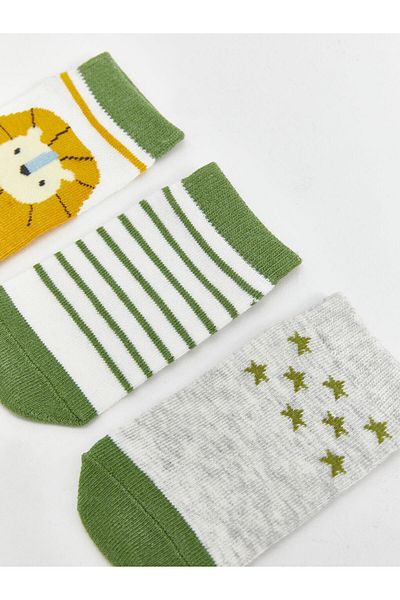LC Waikiki Чорапи с ботуши за бебе момче с щампа LCW baby, 3 броя