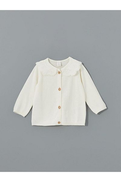 LC Waikiki Baby Collar Openwork Baby Girl Knitwear Cardigan