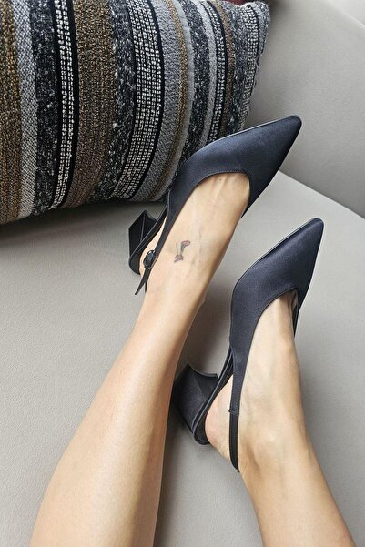 TOPUKLA 10 24 Topukla Kadın Arkası Açık Kalın Topuklu Stiletto Abiye Ayakkabı