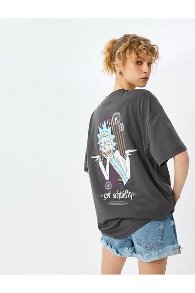 Koton Rick and Morty Licensed Oversize T-Shirt with Print on the Back