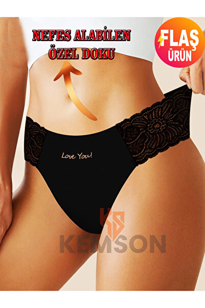 KEMSON Mikro Nefes Alan Kumaş Düşük Bel Külot Yeni Sezon Kışkırtıcı Dantel Detaylı