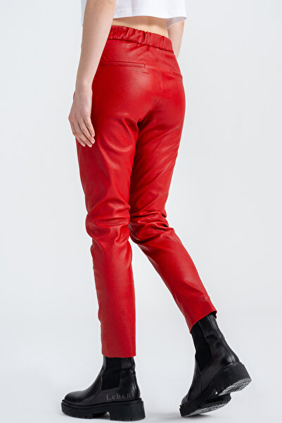 Lebeni Bordo Jogger Deri Pantolon – Hakiki Kuzu Derisi Pantolon