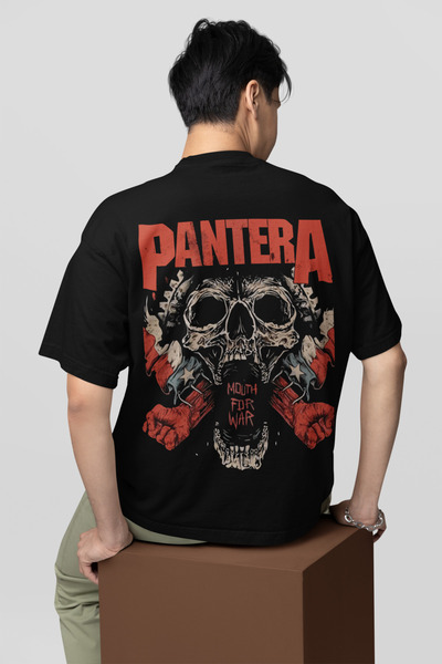 SEVBANO Tricou unisex oversize rock metal cu imprimeu Pantera Music Band