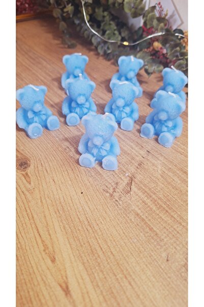 SevgiliAtolyemm Blue Teddy Bear Candle - Henna Babyshower for Baby Birthday a...
