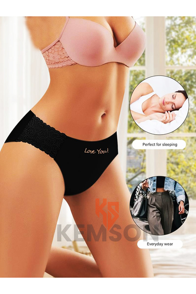 KEMSON Mikro Nefes Alan Kumaş Düşük Bel Külot Yeni Sezon Kışkırtıcı Dantel Detaylı