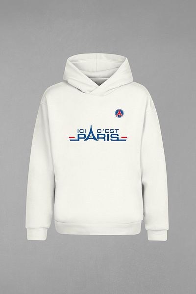 Futbolos Ανδρικό φούτερ με κουκούλα Paris Saint Germain με στάμπα εκρού (εκρού).
