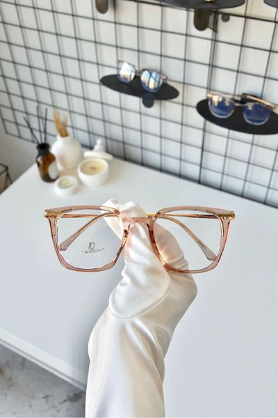 bestwork Pink Metal Glass Replaceable 54 Display Transparent Women's Unisex Blue Light Protection Screen Goggles