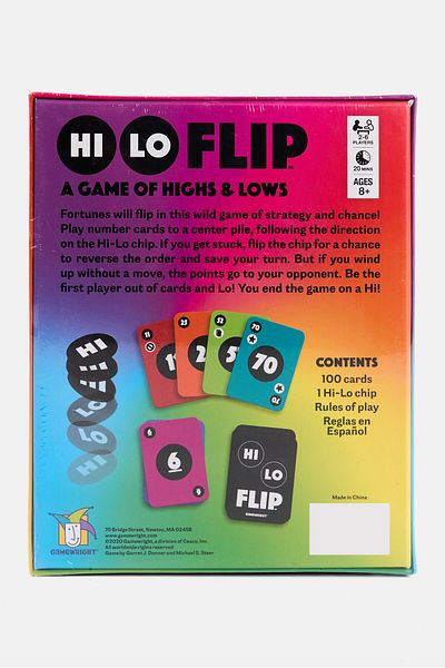 Gamewright Hi Lo Flip A Card Game Of Highs Lows, Purple Combo