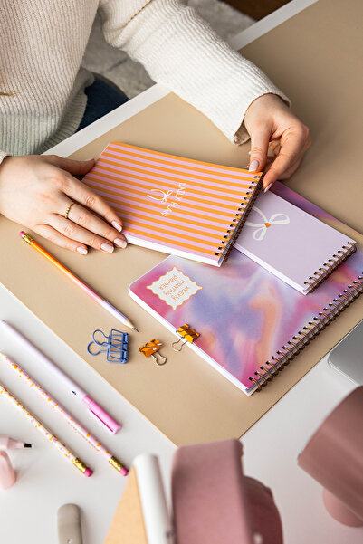 PAPERORA Haftalık ve Günlük 3’lü Masaüstü Süresiz Planlayıcı Set - Soyut