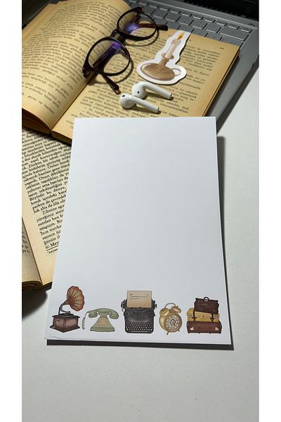 Handeto Kraft لوحة ملاحظات مقاس A5 مع غراء بتصميم عتيق - دفتر ملاحظات قابل للفحص وغير مبطن